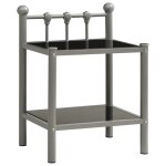 Vidaxl tables de chevet 2 pcs gris et noir mtal et verre
