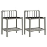 Vidaxl tables de chevet 2 pcs gris et noir m�tal et verre