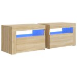 Vidaxl tables de chevet 2 pcs avec led chne sonoma 60x35x40 cm