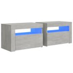 Vidaxl tables de chevet 2 pcs avec led gris b�ton 60x35x40 cm