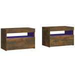 Vidaxl tables de chevet 2 pcs et lumi�res led ch�ne fum� 60x35x40 cm