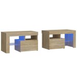 Vidaxl tables de chevet 2 pcs lumi�res led ch�ne sonoma 70x36, 5x40 cm