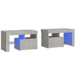 Vidaxl tables de chevet 2 pcs et lumi�res led gris b�ton 70x36, 5x40 cm