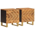Vidaxl tables de chevet 2 pcs marron et noir bois de manguier solide