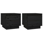 Vidaxl tables de chevet 2 pcs noir 35x34x32 cm bois de pin solide