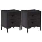 Vidaxl tables de chevet 2 pcs noir 36x30x45 cm bois de pin massif