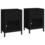 Vidaxl tables de chevet 2 pcs noir 40x30x54, 5 cm acier et verre