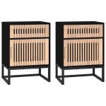 Vidaxl tables de chevet 2 pcs noir 40x30x55, 5cm bois ingnierie et fer