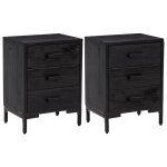 Vidaxl tables de chevet 2 pcs noir 40x30x55 cm bois de pin massif