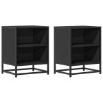 Vidaxl tables de chevet 2 pcs noir 40x31x50 cm bois d'ingnierie mtal