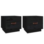 Vidaxl tables de chevet 2 pcs noir 40x34x35 cm bois de pin massif