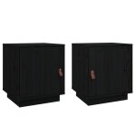 Vidaxl tables de chevet 2 pcs noir 40x34x45 cm bois de pin massif