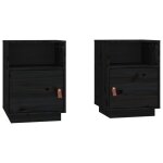 Vidaxl tables de chevet 2 pcs noir 40x34x55 cm bois de pin massif