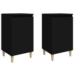 Vidaxl tables de chevet 2 pcs noir 40x35x70 cm bois d'ing�nierie