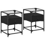 Vidaxl tables de chevet 2 pcs noir 40x40x55 cm bois d?ing�nierie