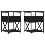 Vidaxl tables de chevet 2 pcs noir 40x42x55 cm bois d?ingnierie