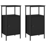 Vidaxl tables de chevet 2 pcs noir 41x31x80 cm bois d?ingnierie