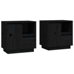 Vidaxl tables de chevet 2 pcs noir 50x34x50 cm bois de pin massif