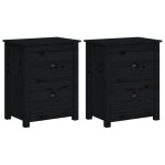 Vidaxl tables de chevet 2 pcs noir 50x35x61, 5 cm bois de pin massif