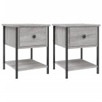 Vidaxl tables de chevet 2 pcs sonoma gris 34x35, 5x45cm bois ing�nierie