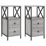Vidaxl tables de chevet 2 pcs sonoma gris 34x35, 5x70cm bois ing�nierie