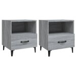 Vidaxl tables de chevet 2 pcs sonoma gris bois d'ing�nierie