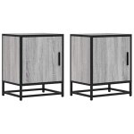 Vidaxl tables de chevet 2 pcs sonoma gris bois d'ingnierie et mtal