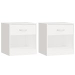 Vidaxl table de chevet 2 pcs avec tiroir blanc