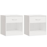 Vidaxl tables de chevet 2 pcs avec tiroir blanc brillant