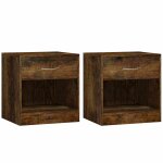 Vidaxl tables de chevet 2 pcs avec tiroir ch�ne fum�
