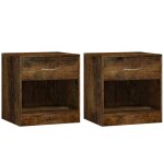 Vidaxl tables de chevet 2 pcs avec tiroir chêne fumé Vidaxl tables de chevet 2 pcs avec tiroir chêne fumé