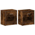 Vidaxl tables de chevet 2 pcs avec tiroir ch�ne fum� 39x28x41 cm