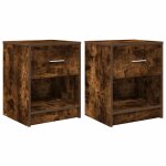 Vidaxl tables de chevet 2 pcs avec tiroir ch�ne fum� 40x34x50 cm