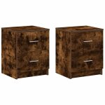 Vidaxl tables de chevet 2 pcs avec 2 tiroirs ch�ne fum� 40x36x50 cm