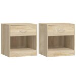 Vidaxl table de chevet 2 pcs avec tiroir couleur de chêne Vidaxl table de chevet 2 pcs avec tiroir couleur de chêne