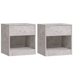 Vidaxl tables de chevet 2 pcs avec tiroir gris bton