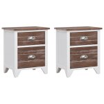 Vidaxl table de chevet 2 pcs avec 2 tiroirs marron et blanc Vidaxl table de chevet 2 pcs avec 2 tiroirs marron et blanc