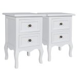 Vidaxl table de chevet 2 pcs avec 2 tiroirs mdf blanc