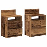 Vidaxl tables de chevet 2 pcs avec 2 tiroirs vieux bois 40x33x60 cm