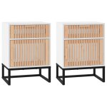 Vidaxl tables de chevet 2pcs blanc 40x30x55, 5cm bois ingnierie et fer