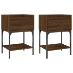 Vidaxl tables de chevet 2pcs ch�ne brun 40, 5x31x60cm bois d?ing�nierie