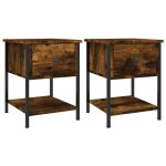 Vidaxl tables de chevet 2pcs chêne fumé 34x35, 5x45cm bois d?ingénierie Vidaxl tables de chevet 2pcs chêne fumé 34x35, 5x45cm bois d?ingénierie