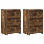 Vidaxl tables de chevet 2pcs ch�ne fum� 40x35x62, 5cm bois d'ing�nierie