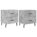 Vidaxl tables de chevet 2pcs gris b�ton 40x35x47, 5cm bois d?ing�nierie
