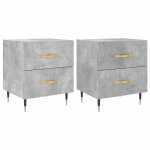 Vidaxl tables de chevet 2pcs gris b�ton 40x35x47, 5cm bois d?ing�nierie