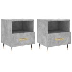 Vidaxl tables de chevet 2pcs gris b�ton 40x35x47, 5cm bois d?ing�nierie