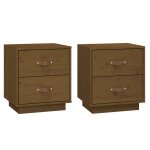 Vidaxl tables de chevet 2 pcs marron miel 40x34x45 cm bois pin massif