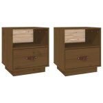 Vidaxl tables de chevet 2pcs marron miel 40x34x45cm bois de pin massif
