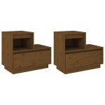 Vidaxl tables de chevet 2pcs marron miel 60x34x51cm bois de pin massif