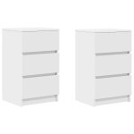 Vidaxl tables de chevet avec 3 tiroirs 2 pcs blanc 39x35x65 cm
